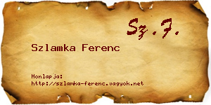 Szlamka Ferenc névjegykártya